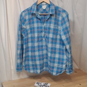 JCREW szM half-button up ranch shirt blue plaid